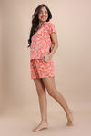 Zivame Knit Cotton Short Set - Burnt Coral — thumbnail 1